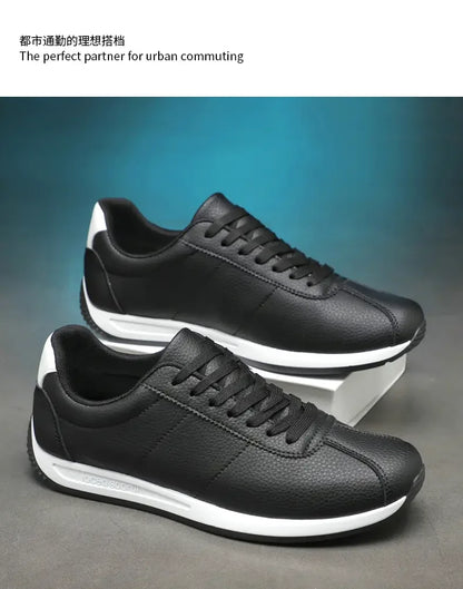 Leisure Running Summer Fashion Anti Slip Mountaineering PU Leather Sports Shoes Tennis Trend  Hot Selling Men White Flat Shoes