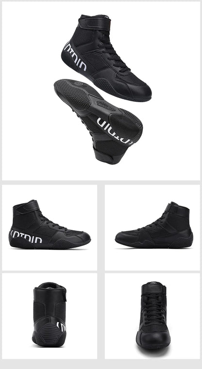 New Men's Large Wrestling Shoes Mesh Breathable Boxing Shoes Anti slip Wear Resistant Sneaker Fashionable Casual High Sport Shoe