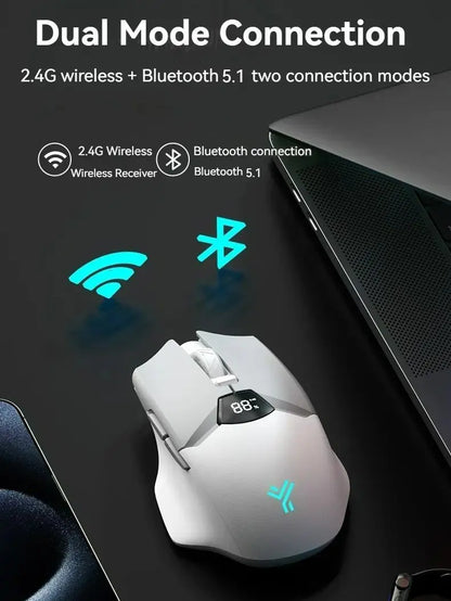 Rato Bluetooth sem fios, ecrã inteligente, botão silencioso de modo duplo, bateria de lítio de 600mAh, rato de escritório para tablet e portátil