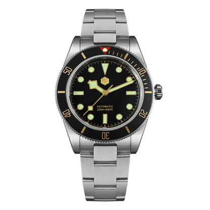San Martin 40mm Retro Luxury Diver Watch NH35 Automatic Mechanical Watches for Men with Sapphire 200m Waterproof Luminous SN0008
