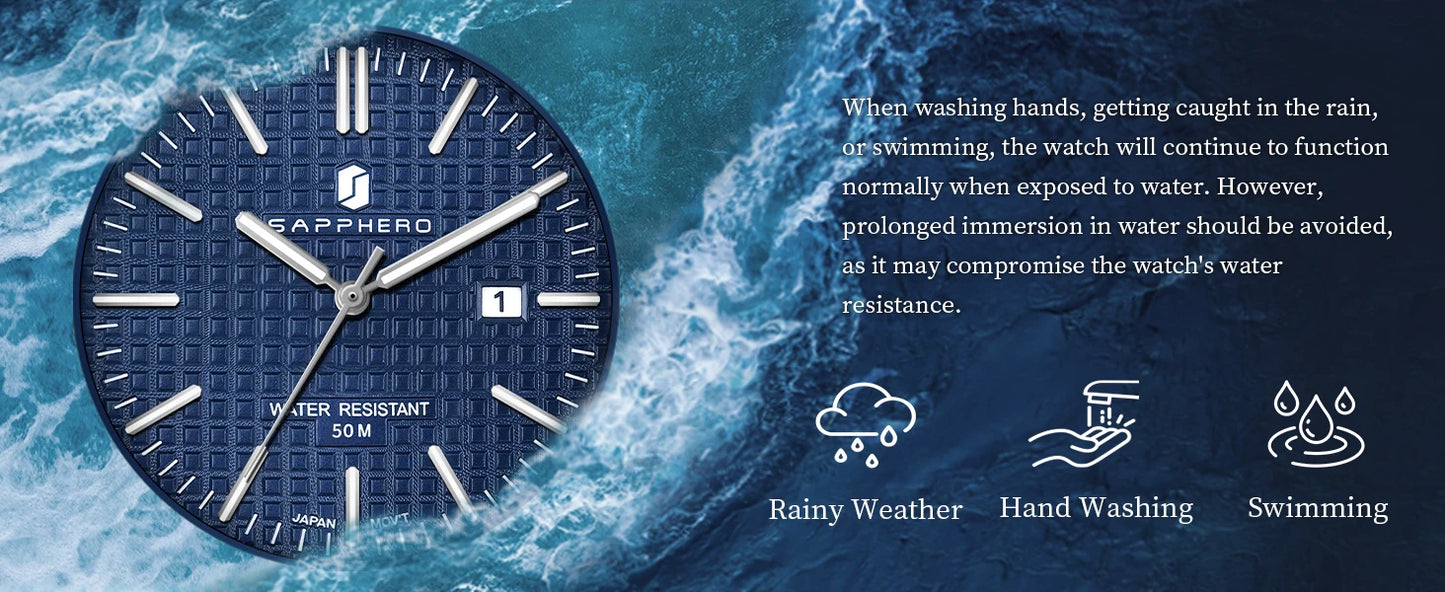 SAPPHERO Men’s Analog Watch Stainless Steel Japan Quartz Movement Date Display 50m Waterproof Classic Business Casual Wristwatch