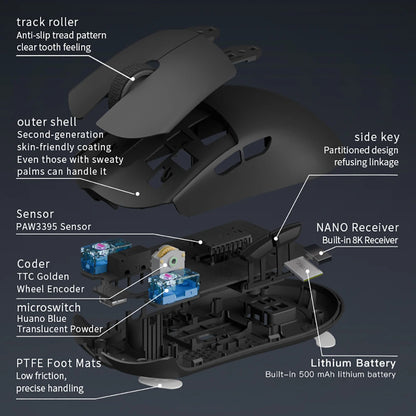 Darmoshark M3 V2 Gaming Mouse Wireless Tri-Mode 8K, PAW3395 Sensor, 26K DPI Ultra-Light Gaming Mouse for PC & Laptop