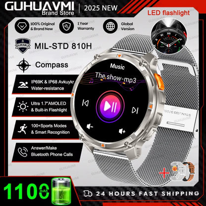 New Original 1100mAh Battery Men Smart Watch Outdoor GPS 10ATM Waterproof Bluetooth Call Sport Smartwatch For Android IOS Phones
