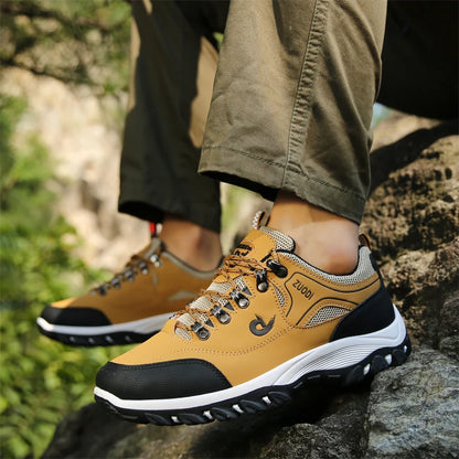 Autumn And Winter Models, Men's Waterproof Hiking Shoes, Outdoor PU Leather Sports Shoes, Wear-Resistant,  Walking, Tactical