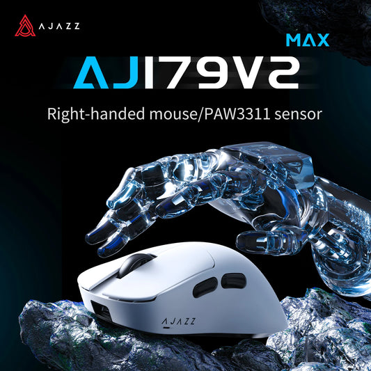 Rato para destros AJAZZ AJ179 V2 MAX Tri-mode, leve 56g, sensor PAW3311, microinterruptor Huanuo, microchip Telink