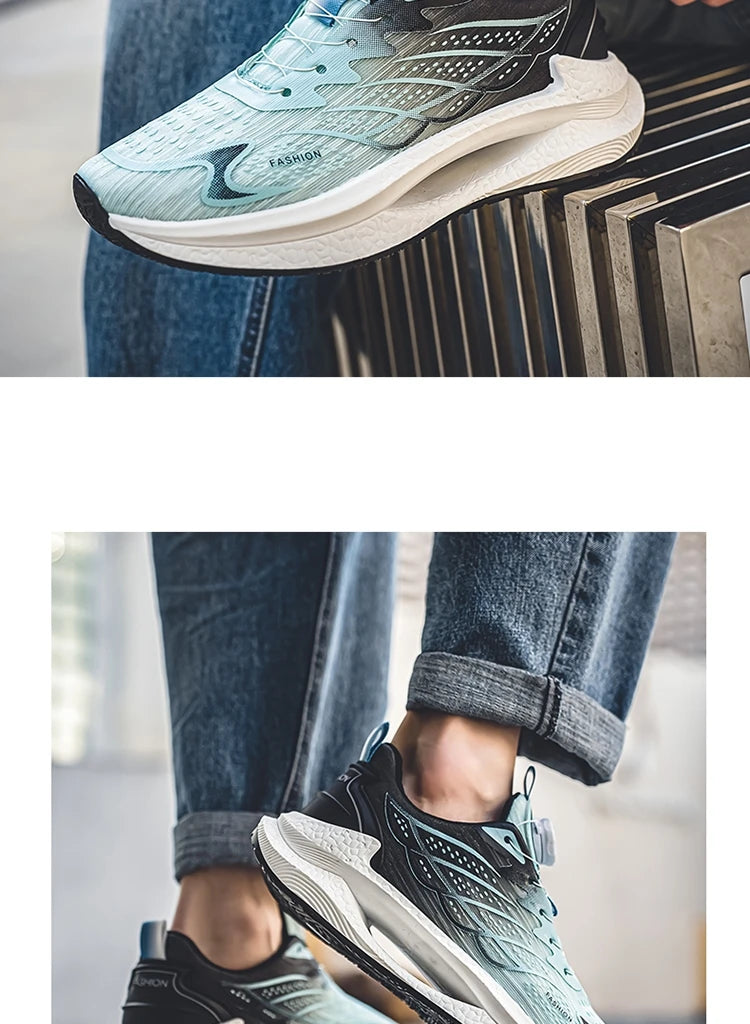 Letnie, oddychające, codzienne buty sportowe dla mężczyzn, nowe, modne i wszechstronne buty do biegania z oddychającą siateczką i obrotową klamrą, odpowiednie do uprawiania sportów na świeżym powietrzu i do codziennego noszenia