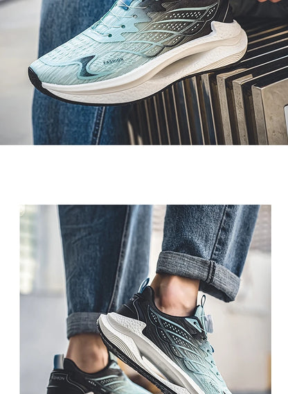 Letnie, oddychające, codzienne buty sportowe dla mężczyzn, nowe, modne i wszechstronne buty do biegania z oddychającą siateczką i obrotową klamrą, odpowiednie do uprawiania sportów na świeżym powietrzu i do codziennego noszenia