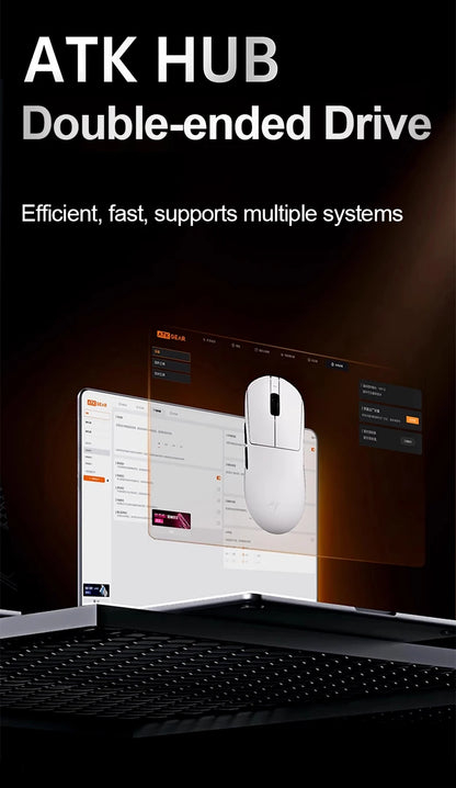 ATK Dragonfly A9 Ultra Wireless Gaming Mouse, Ultra-Lightweight Tri-Mode Ergonomic Gaming Mouse with Dual 8K Polling Rate, PAW3395/3950 Sensor