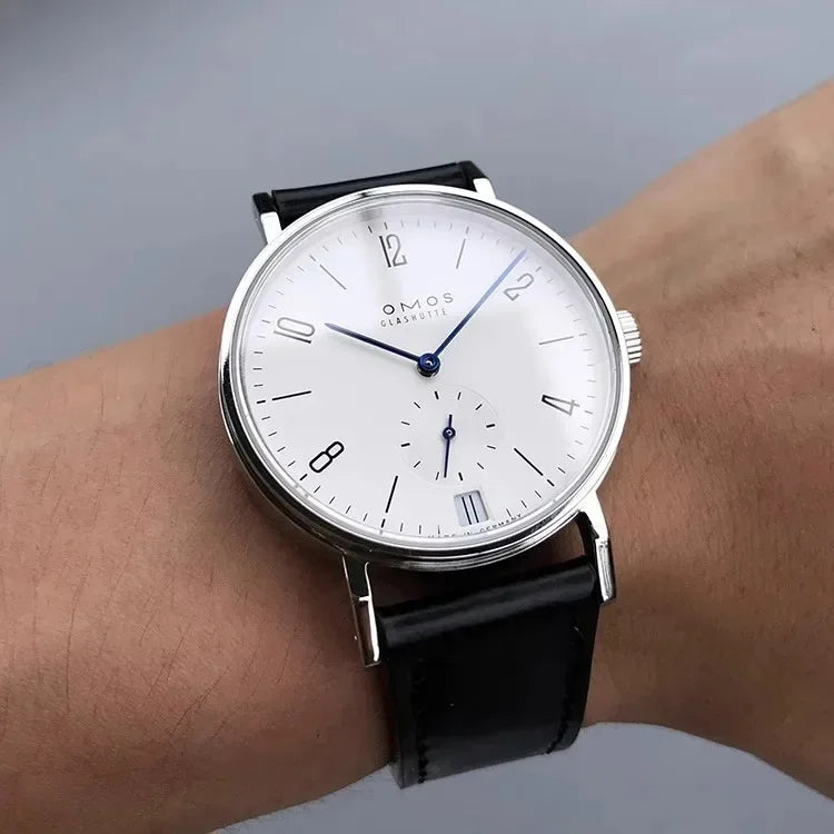 Men's 38mm automatic mechanical watch, compatible with Sea-Gull ST1731 movement, featuring a calendar, water resistance, and a t