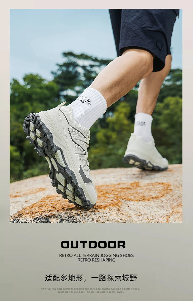 New Large Outdoor Mountaineering Shoes Men Spring and Autumn Mesh Breathable Sneaker Outdoor Travel Hiking Non slip Shoes