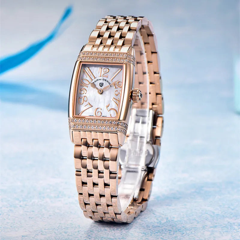 PAGANI DESIGN Luxury Fashion Women's Quartz Watch Swiss Ronda Movt Sapphire Stainless Steel Waterproof Clock Gift For Woman