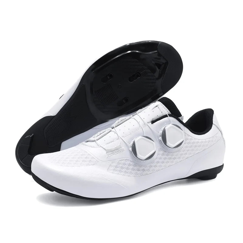 Speed Cycling Sneaker Men's Road Cycling Shoes Cleat Shoes Spd Shoes Cycling Flat Pedal Shoes Man Bike Outdoor Footwear White