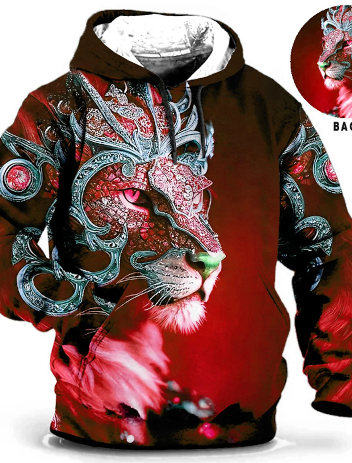 Men's Unisex Hoodie Fashion Pullover Hoodie Sweatshirt Hooded Animal Wolf Lion Dragon Tiger Print Daily 3D Print Casual Hoodies