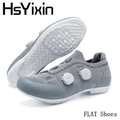 Cycling shoes road bike unisex, HsYixin breathable SPD self-locking non-slip racing road bike shoes flat MTB bicycle sneakers