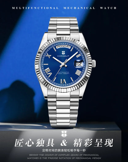 39mm Men Corgeut Logo/Name NH36 Automatic Mechanical Relogio Masculino Sapphire Glass Luminous Waterproof Wristwatch