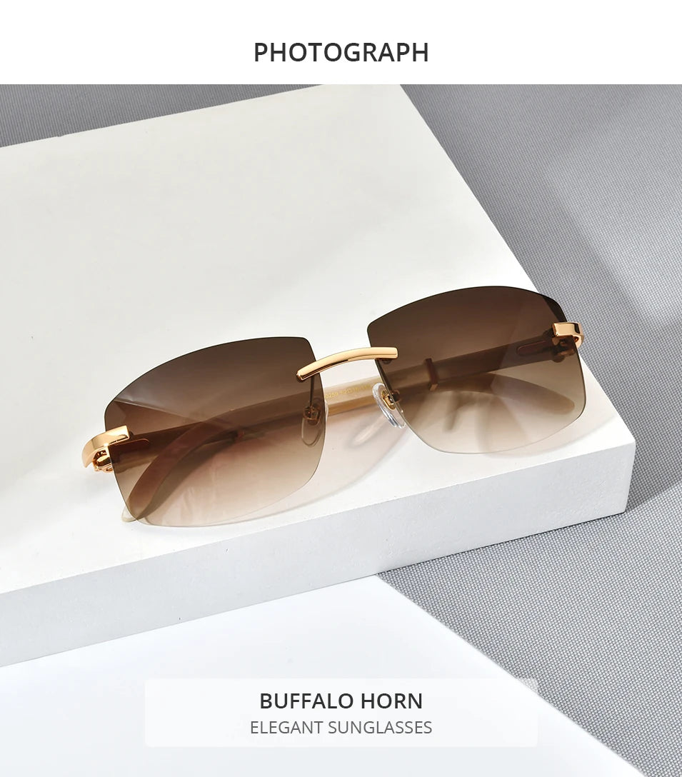 HEPIDEM Buffalo Horn Glasses Men Famous Brand Design Rimless Sunglasses Women Luxury Eyewear Horn-Rim Frameless Buffs Eyeglasses