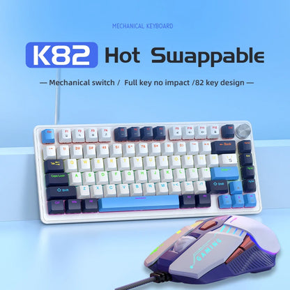 75% Mechanical Keyboard Wired with Media Knob, APAYADO Black Gaming Keyboard, Hot-Swap, ABS Cap Transparent Character Backlighting