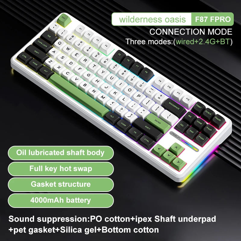 Original AULA F87 Pro Mechanical Keyboard Wireless USB Bluetooth Tri Mode 87 Key RGB PBT Gasket Laptop Gamer PC Gaming Keyboards
