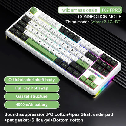 Original AULA F87 Pro Mechanical Keyboard Wireless USB Bluetooth Tri Mode 87 Key RGB PBT Gasket Laptop Gamer PC Gaming Keyboards