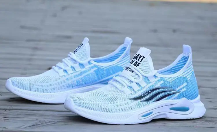 Breathable Running Shoes Men's Sporty Casual Outdoor Travel Lightweight Rubber Outsole Flat Heel round Toe Knitted Mesh Upgraded
