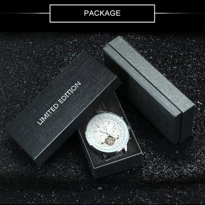 Jaragar Military Sports Automatic Watch for Men Multifunction Dial Tourbillon Skeleton Mechanical Watches Luxury Steel Band Glow