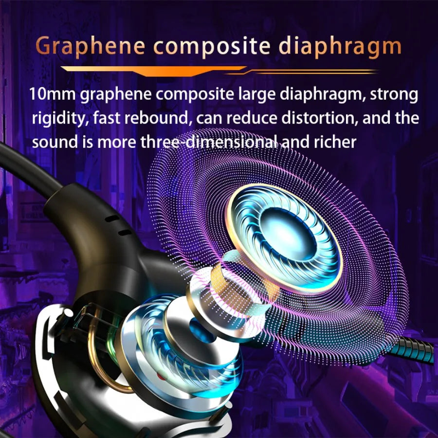 3.5mm/Type-C/USB E-sports Gaming Headset 360° Surround Sound, HiFi Stereo Wired Headphone in-ear dual Mic, PUBG Gaming Earphone