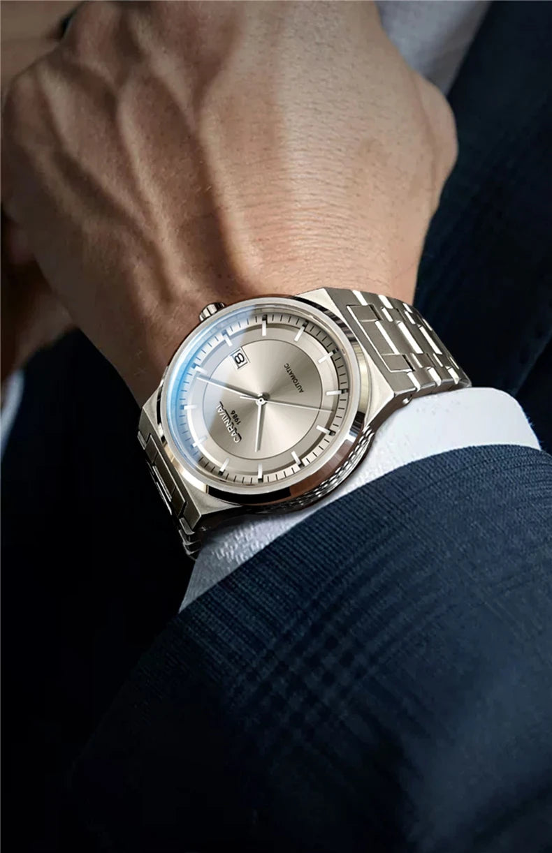 Relógio CARNIVAL para homem em tungsténio, marca de luxo, movimento automático NH36, relógio mecânico de pulso para homem, resistente à água, Montre Homme
