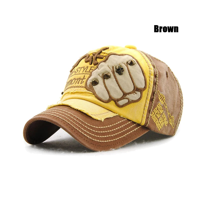 Fashion Baseball Cap Sports Outdoors Casual Cap Sun Hat Gorras Hip Hop Caps On Size Adjustable unisex Fist Rivet Patche