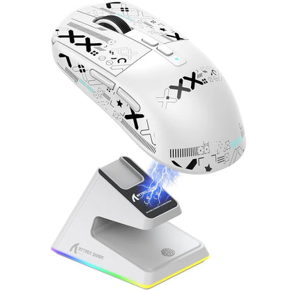 ATTACK SHARK X6 Superlight Gaming Mouse with Charging Dock, 49g Wireless Gaming Mouse, PixArt PAW3395 Sensor, Tri-Mode BT/2.4G/Wired, 26000 DPI