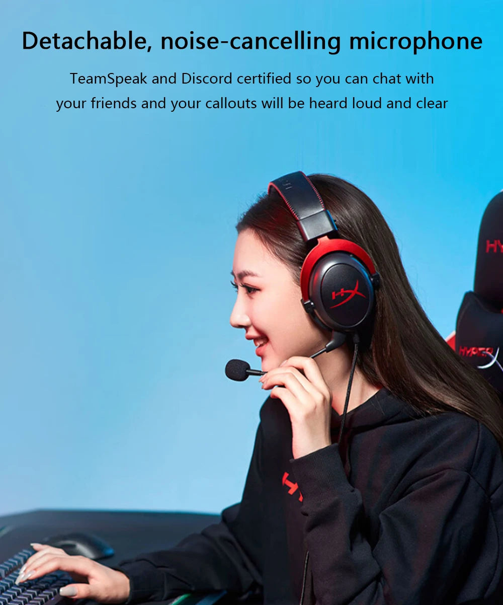 HyperX Cloud II Gaming Headset Hi-Fi 7.1 Surround Sound/Detachable Mic/USB Sound Card For PC PS Cloud 2 Wired Gaming Headphone
