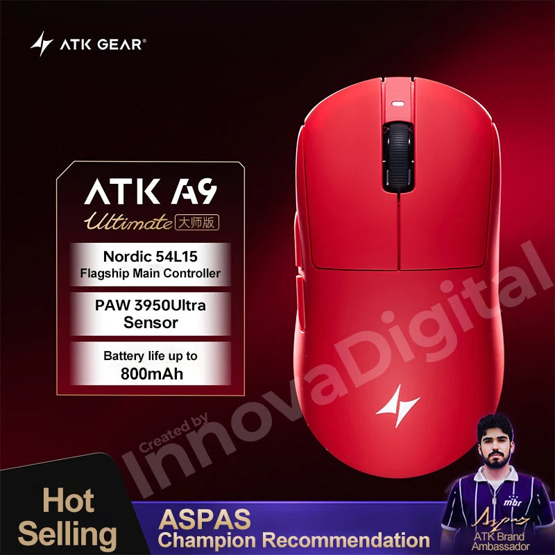 ATK Dragonfly A9 Ultimate bezdrôtová herná myš A9 Air PAW3950 ultraľahká ergonomická e-športová myš pre hráčov FPS CSGO A9 Ultra