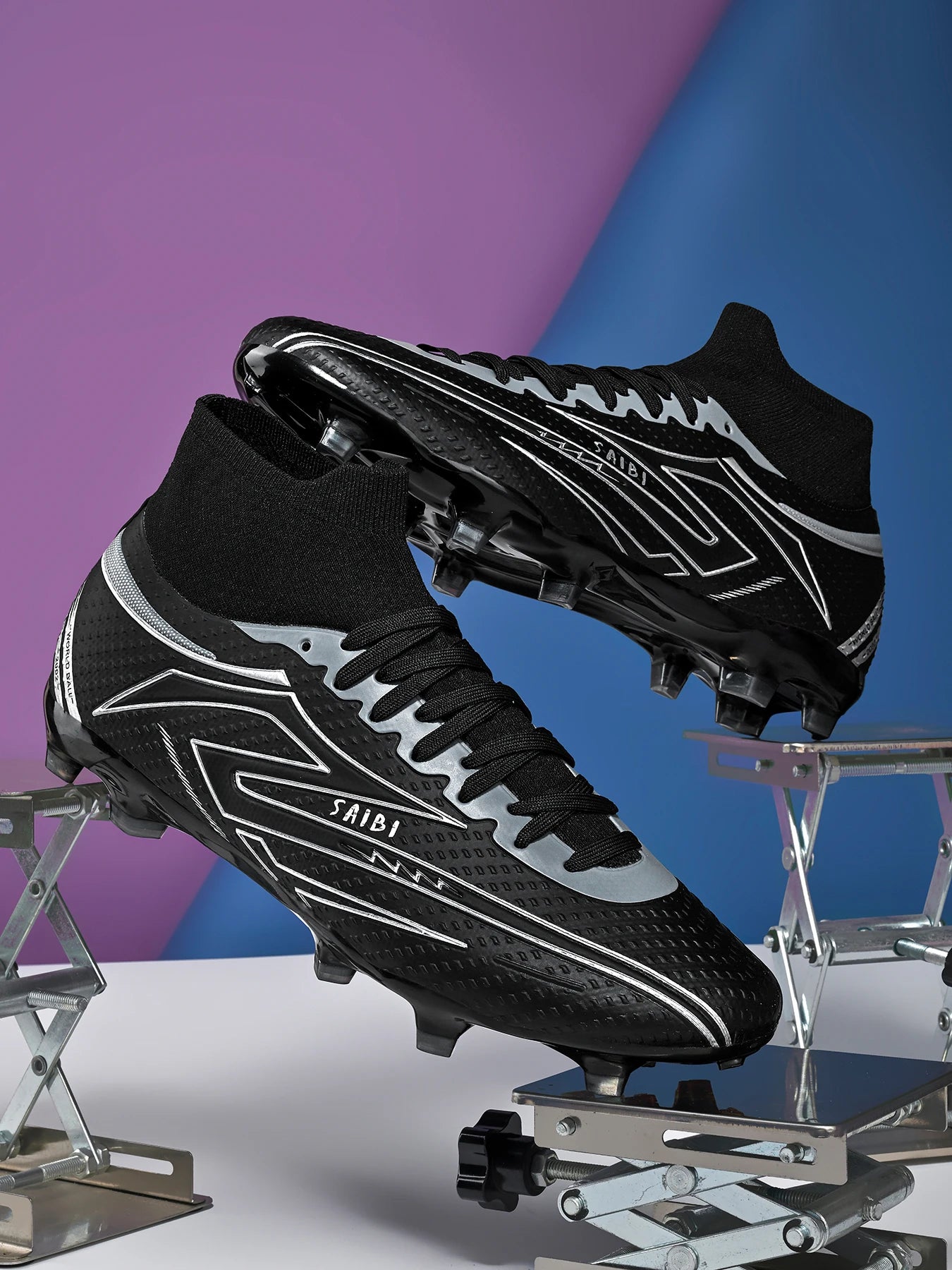 AG/FG Long Studs Soccer Shoes，PU Fabric Mixed Upper，TPU Sole Wear Resistant Anti Slip，Men Women Kids Youth Outdoor Sports