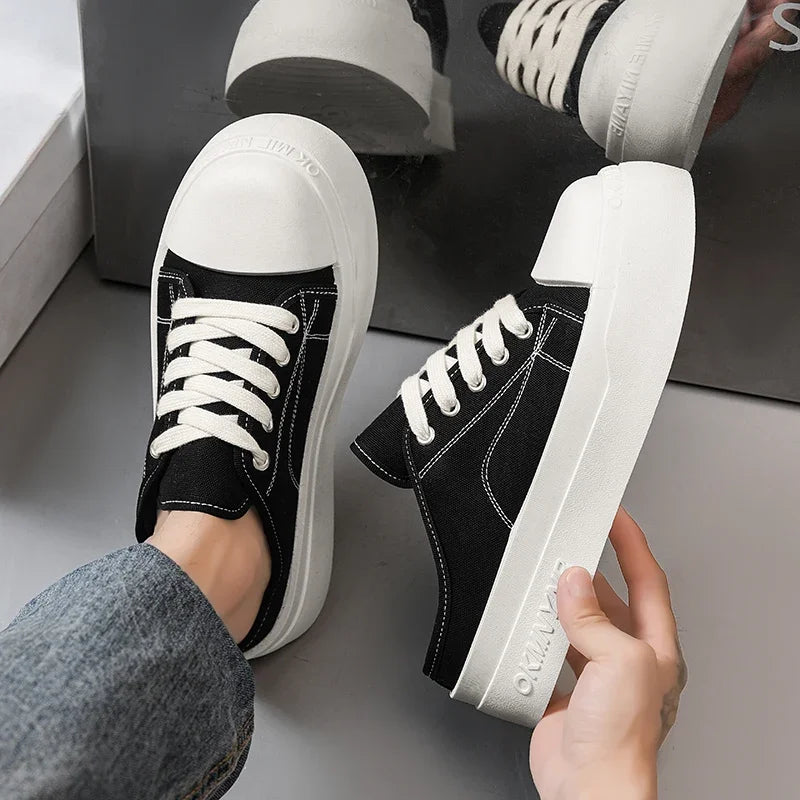 Summer Canvas Sneakers Men Half Shoes Comfortable Breathable Slip-on Shoes Man Mules Street Style Platform Men's Casual Sneakers