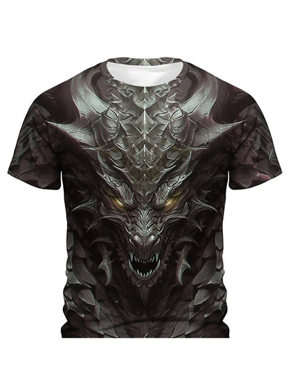 3D Dragon Print Men's T-shirt Summer Daily Casual Men's Street T-shirt Outdoor Sports Short Sleeve Urban Fashion Men's T-shirt