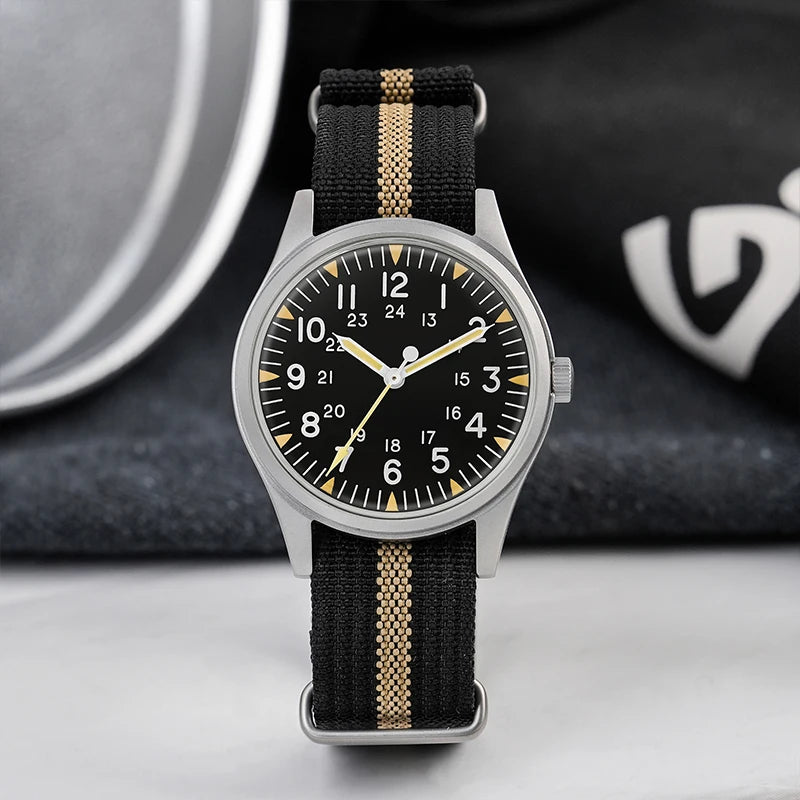 Militado ML07 Military Watch VH31 Quartz Movement Sapphire Crystal Luminous AR Coating Vintage Watches 100m Waterproof