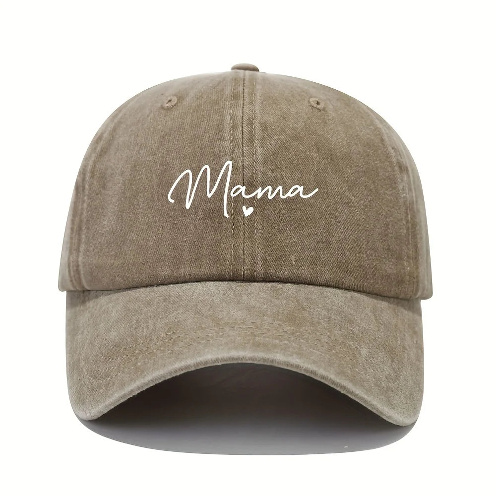 Mom loves patterned printed baseball caps, retro and fashionable women's casual washed dad hats, outdoor soft top sports hats