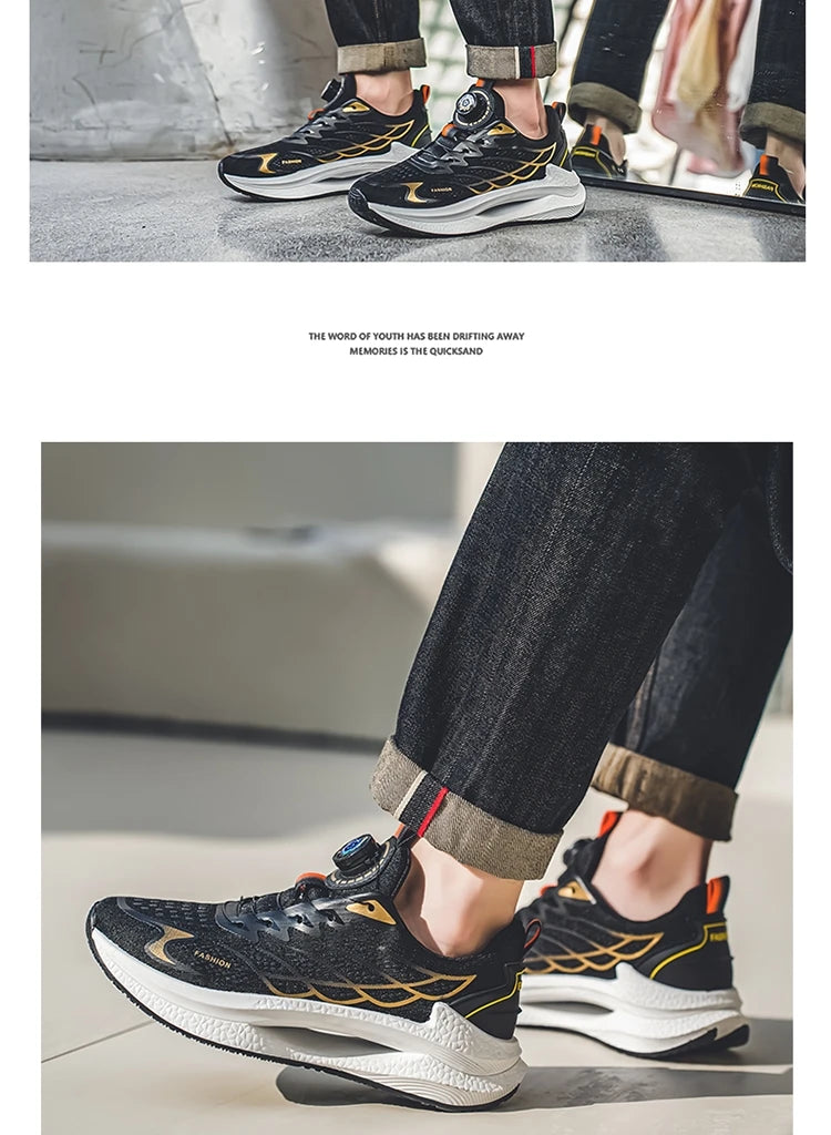 Letnie, oddychające, codzienne buty sportowe dla mężczyzn, nowe, modne i wszechstronne buty do biegania z oddychającą siateczką i obrotową klamrą, odpowiednie do uprawiania sportów na świeżym powietrzu i do codziennego noszenia