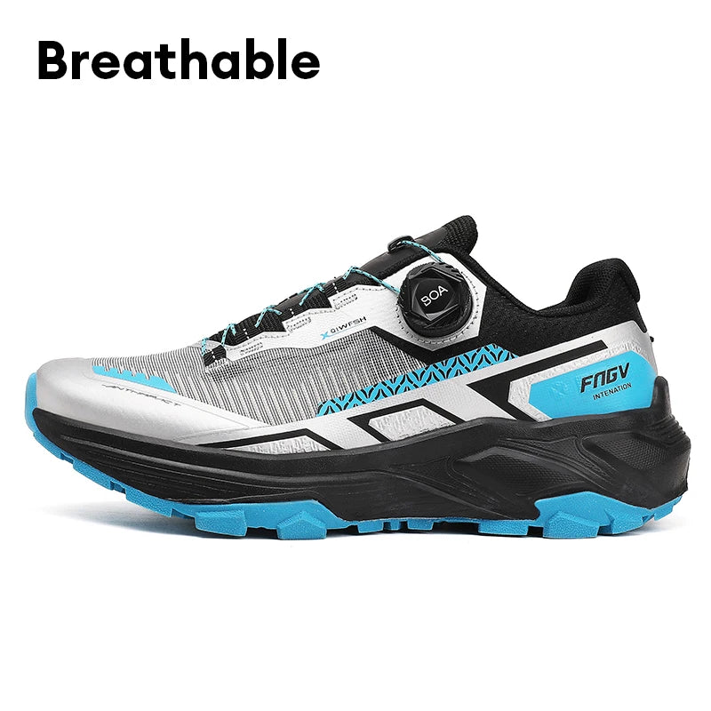 Men's Running Shoes with Rotating Buckle Breathable Mesh Lightweight Sneakers for Men Gym Workout Casual Waterproof Sports Shoes
