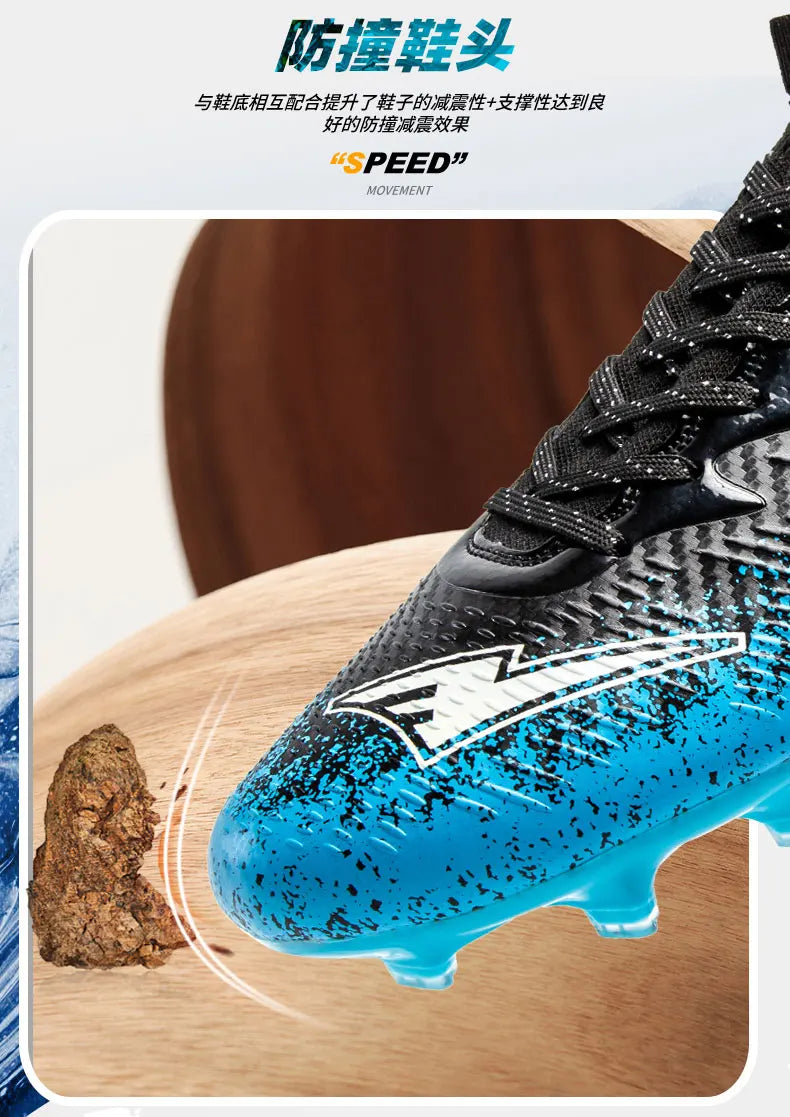 Men Women Football Boots High-top Non-Slip Soccer Sneakers Breathable Futsal Training Shoes Outdoor Grass Ankle Soccer Cleats