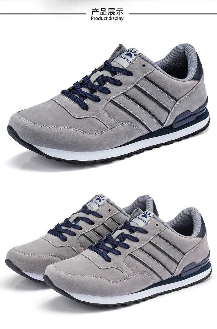 Sapatilhas de Homem 2025 Novas de Alta Qualidade em Pele, Sapatos Casuais Respiráveis de Outono, Sapatos Rasos Casuais Masculinos