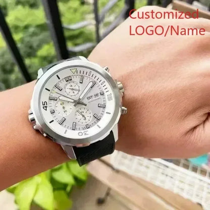 A11 Store Customized Watch Quartz Chronograph Special and External Rotating Bezel Gray Dial Men Watch Full Function Aquatimer