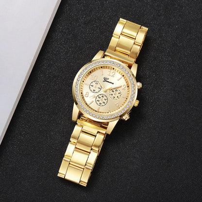 5PCS Luxury Diamond Women Watches Bracelet Set Ladies Arabic Dial Quartz Wristwatches Reloj Mujer (Without Box)