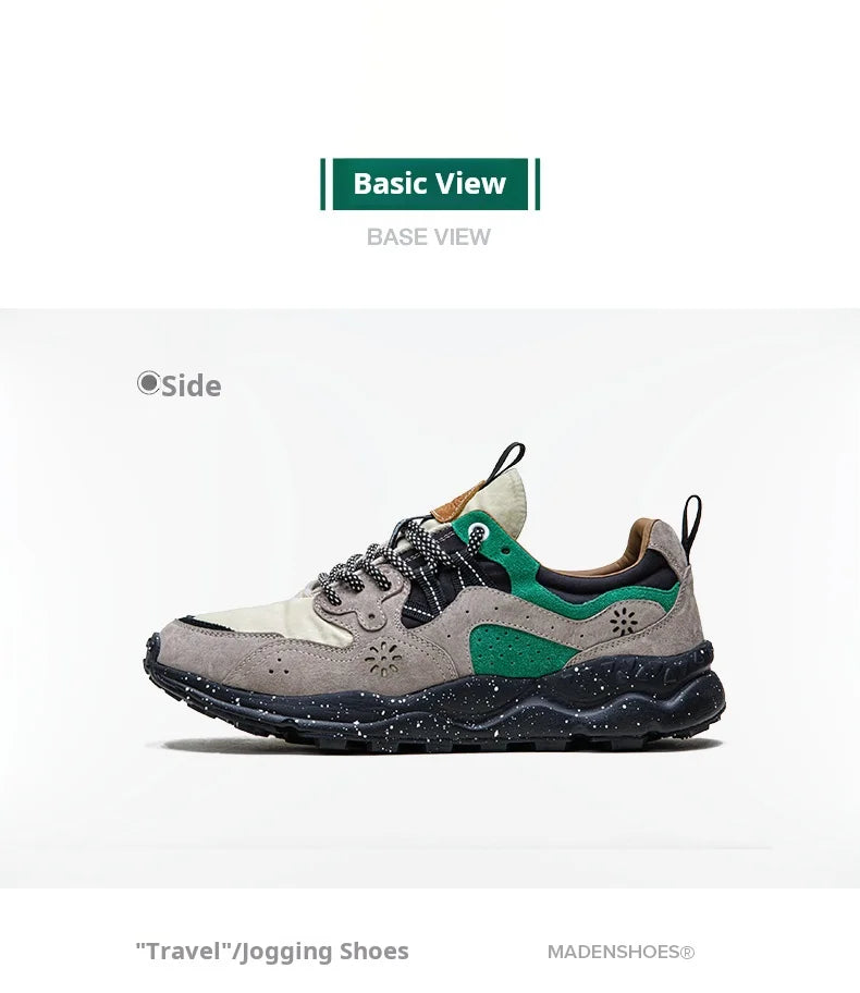 Maden Patchwork Outdoor Jogging Sports Shoes Breathable Lace-up Trendy Sneakers for Men's Summer Casual Running Thick Sole Shoes