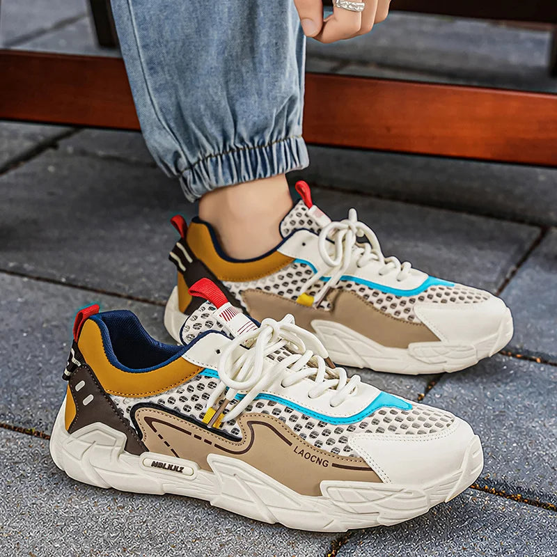 Scarpe sportive da uomo estive in rete, casual e alla moda, con lacci, scarpe da passeggio, nuove, per giovani, comode per gli spostamenti quotidiani, versatili, sneakers