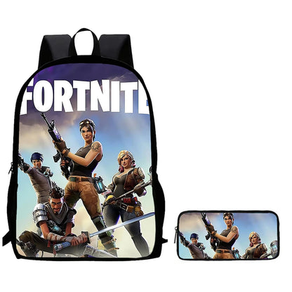 Conjunto de Mochila Infantil Fortnite de 2 Peças com Estojo, Leve e Resistente, Saco Escolar para Rapazes e Raparigas dos 6 aos 9 Anos, Material Escolar Diário