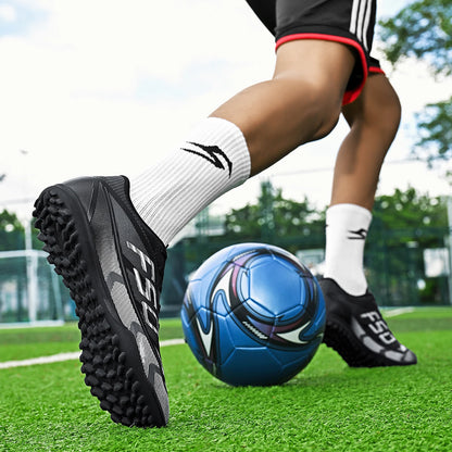 All Season TF Turf Football Boots PU Breathable Fabric Upper Rubber Non-slip Sole Durable Men Women Teenager Shoes