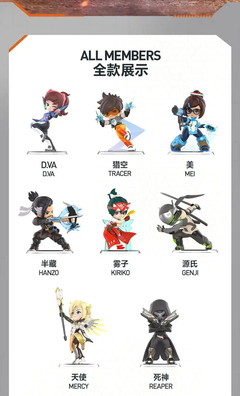 POP MART Overwatch Play of The Game Series Blind Box Mystery Box Toys Kawaii Ornaments Figurines Home Decor Desktop Model Dolls