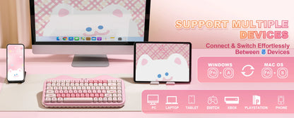 Teclado mecânico sem fios YUNZII C75, 75% cremoso com Hot Swap e RGB personalizável, design Gasket Cute Cake, para Win/Mac/Gaming