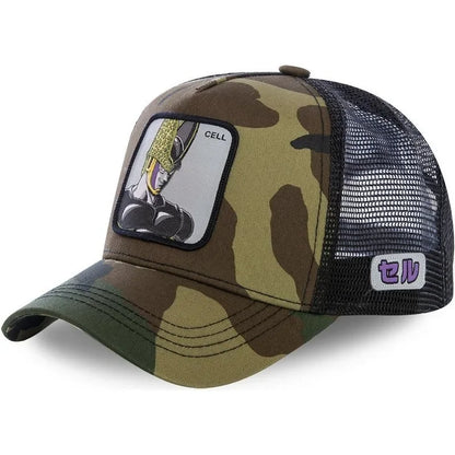 Dragon Ball Buu Goku Cap Ljetna muška kapa s ravnim vrhom i šiljastim obodom, s vezenim uzorkom, hip-hop stil, sunčana vizira, podesiva trucker mrežasta kapa