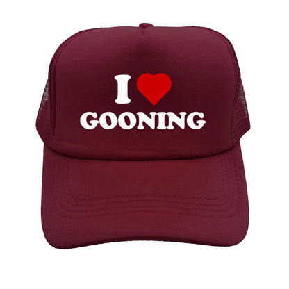 Casquettes de baseball humoristiques « I Love Gooning » – Casquette d'été tendance pour homme en maille, casquette de camionneur humoristique, casquettes unisexes d'extérieur en maille MZ-080